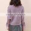 Purple Women Asymmetric Lace-up Shoulder Sweater(DQE0030TS)