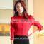 new design classic fit long sleeve red cotton shirt for ladies