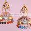 JADAU GOLD PLATED Dangler MULTICOLOR JHUMKA TEMPLE EARRINGS