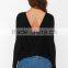 2015 Fashion Lady Long Sleeve Twist Back High Neck Backless Blouse