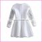high-waisted big bow fashion mesh sleeves white color dress