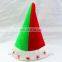 YIwu China Novelty Funny Crazy Decorated LED Flashing Light Up Velvet Santa Claus Christmas Elf Hat with Jingle Bells Decoration