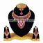 Indian Designer Gold Plated Bollywood Pary wear Jewelry Necklace Set Pink Color