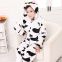 Milk Cow Cartoon Flannel Conjoined Polyester Pajamas