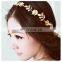 Beautiful girls metal gold plated flower leaf hair band hair accessories gold leaf flower elastic headband women