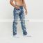 DiZNEW OEM Denim Baggy Pants Distressed Streetwear Ripped Embroidered Mens Jeans