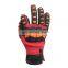 Red HPPE cut-proof, shock-proof and waterproof work gloves with sand nitrile coating