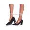 Women black latest high fashion wholesale design block heel pointed toe pumps sandals shoes made in Italy