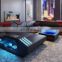 Modern Italian leather home theater living room sofa set furniture sectional sofa with LED lights