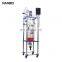 Chemical mixing pharmaceutical double layer jacketed automatic stirring glass reactor
