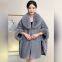 High-end solid color large fur collar shawl coat plush thickened warm medium length large size loose cape cardigan