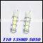 2015 new products wholesale T10 13 SMD 5050 indicator Light Auto car led bulb LED Signal Lights white super bright