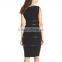Stripes Trimmings for Dresses Black Red Elegant Leather Bandage Dress With Black Contrast Dress Faux Leather Dresses
