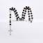 Black Plastic Pearls Beads Rosary Cross Christian Religious Jewelry