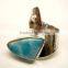 Larimar Cabochon Sterling Silver Jewelry, Designer Fashion Hammered Jewelry, Dominic Republic Blue Larimar Cabochon Ring