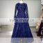ASAM-07 Floor Length Zipper Back Tulle Lace Pearls Beaded Flowers Long Sleeves Blue Evening Dress                        
                                                Quality Choice