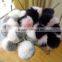 100% Genuine Multi color Rabbit Fur Ball Keychain with Fur Pompon