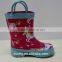 lovely kids rubber rain boots with handle and horse print