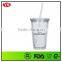 Bpa Free 16oz Plastic Double Wall Promotional Cup With Straw