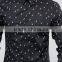 Hot Sale Custom Long Sleeve Point Collar Mens Pre-Shrunk 97% Cotton 3% Elastane Breathable Slim Fit Casual Black Printed Shirts