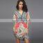 2016 Wholesale Hot Sale Casual Sexy V-neck oversized Beach Dress with Pattern for Women