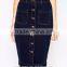Latest Skirt Design Button Through Denim Skirt Lady Midi Skirt