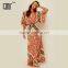Bat sleeve printed ethnic clothing women kaftan open back design maxi dress