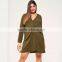 Olive green long sleeve short dresses 7xl plus size fat lady clothing
