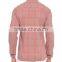 Pink Check Super Skinny Sheer Long Sleeve Buttonless Khaki Men Shirt