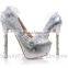 Shallow-mouthed shavy wedding women's shoes with a silver nightclub with a silver nightclub WS041