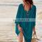 Summer Large Size V-neck Lace Shirt Loose Bikini Swimsuit Outer Cover Beach Sunscreen Cover For Women Holiday Wear Perfect Gift