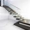 Custom black white carbon steel plate middle stringer wood stairs