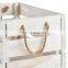 Rustic White-Washed Wooden Storage Crates with Jute Rope Handles