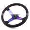 Universal 350mm Perforated leather auto racing steering wheel , car race tuning leather 350mm car steering wheels