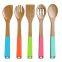 Wholesale silicon bamboo wood spatula set,cooking utensil spoon set from China