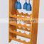 Bamboo 3-Tier Stackable Wine Rack with Glass Hanger, 16-Bottle Display Rack