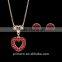 New arrival high quality red crystal stone love heart ladies stud earrings / necklaces jewelry sets