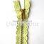 Orange Green Pink 2016 Design Colour Lace Tape Metal Zipper