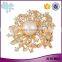 Gold plated zinc alloy pearl full jewelled rhinestone scarf clip brooch for wedding invitations                        
                                                                                Supplier's Choice