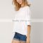 Europe spring new style round neck bare back short sleeve loose sexy woman blouse