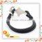 Braided Men Leather Bracelet With Unique Skull Anchor Closure