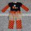 Fall Halloween boutique outfits baby girls clothing sets pumpkin embroidery floral ruffle pants sets