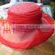 Pure White And Red Sinamay Church Hat Body / Hat Base