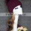 Latest New Fashion Wine Hat With Raccoon Fur Pompom Wool Hat Knitted Beanie Hat