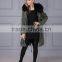 Hot Sale Girls Khaki Green Parka Jacket Wholesale with Real Fur Collar