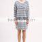 2015 long sleeve round neck woman Dress in Stripe