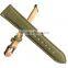 Army Green Canvas Stitched Genuine Leather 15mm Watch Band