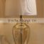 wholesale brass round base home decor crystal table lamp with transparent k9 crystal lampstand and white barrel shade