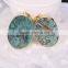 Natural Agate Stone Pendant, Gold Plated Edged Oval Shape Slab Stone Pendant, Double Flat Ocean Agate Gem Stone Pendants