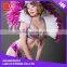 Sexy customizable rhinestone feather headdress bra and cuffs princess carnival costume